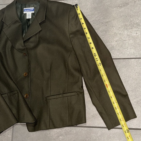 Pendleton Womens Plus 14W Olive Green Wool Blazer Jacket Button Front Career - Picture 13 of 13